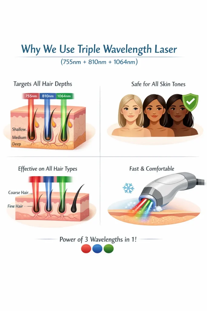 Benefits of Triple Wavelength lasers for Laser Hair Removal Treatment